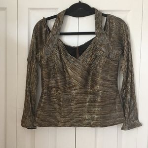 Joseph Ribkoff Black Metallic Halter V-Neck